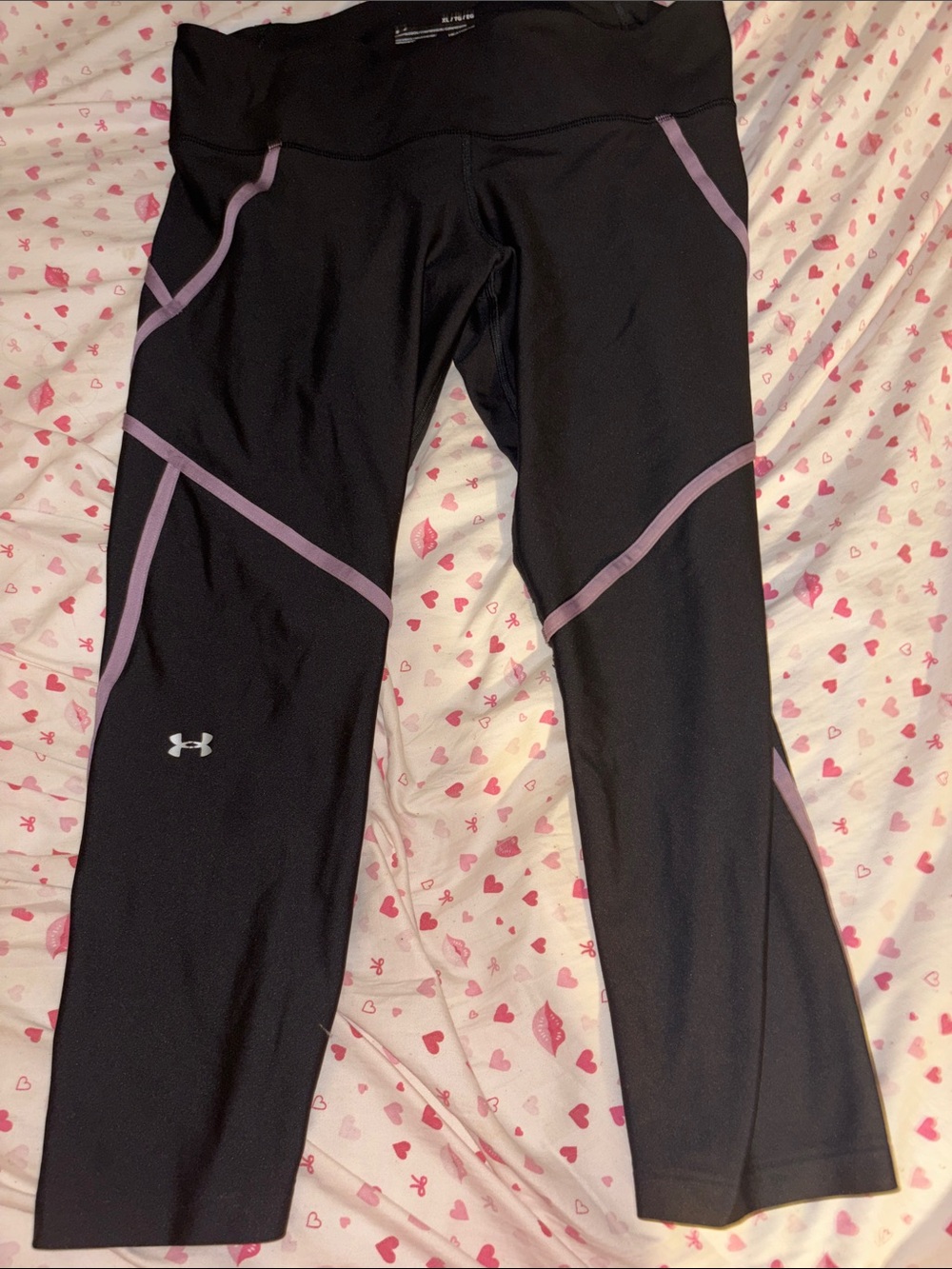 Under Armour Black Leggings with Lavender Trim